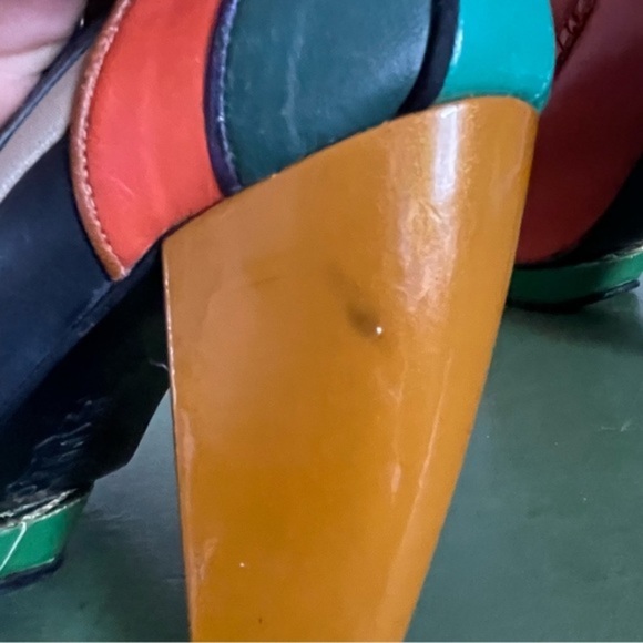 Kron by Kronkron Platform Multi Color Patchwork Peep Toe Mary Jane Heels *Spain* - Picture 12 of 14